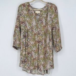 🩵 2/$25 🩵Melloday Neutral Paisley Floral Tunic Top